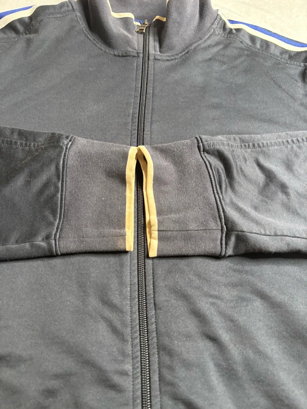 Banana Republic Navy Zip-Up Bomber Jacket with Contrast Stripes